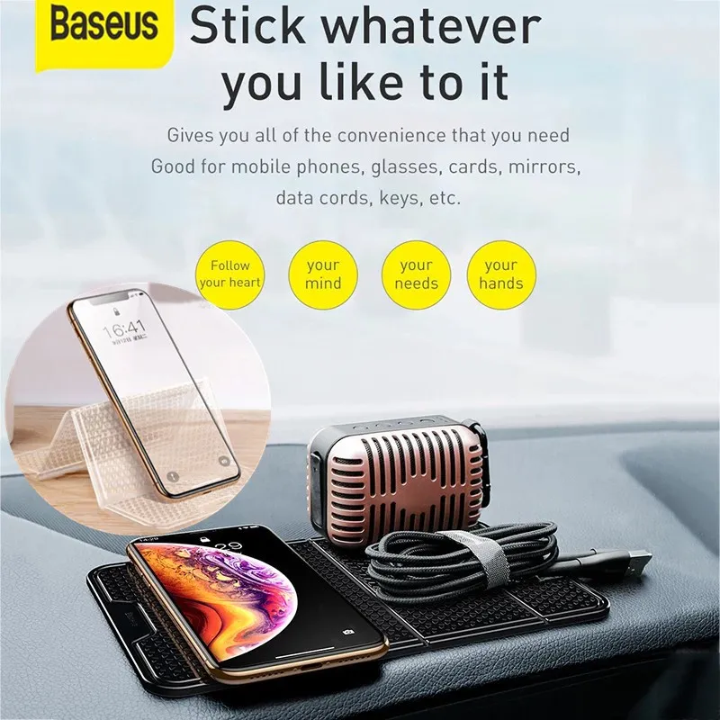 BASEUS Universal Car Anti Slip Mat For Car Dashboard Auto Multi-function  Phone Coins Gel Sticky Pad Non Slip Mats Car Gadget