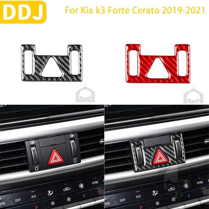 สำหรับ-kia-k3-forte-cerato-2019-2020-2021อุปกรณ์เสริมคาร์บอนไฟเบอร์ภายในรถไฟเตือนแผงสติกเกอร์