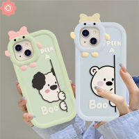 หมีน่ารักลูกสุนัขเคส Realme C31 C21 C35 C12 9i 9Pro + 9 7i 8 7 5S 8Pro 5i 6i 5 C20 C2 C30 C25 C15 C33 C21Y C25Y C3 C20A C11 C25s C17คู่3D โบว์ Mosnter นิ่มสำหรับเลนส์เคส Tpu