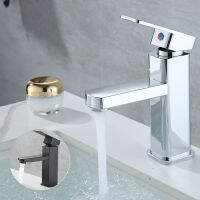 New Basin Sink Bathroom Faucet Deck Mounted Hot Cold Water Stainless Steel Basin Mixer Taps BlackChrome Lavatory Sink ToiletTap