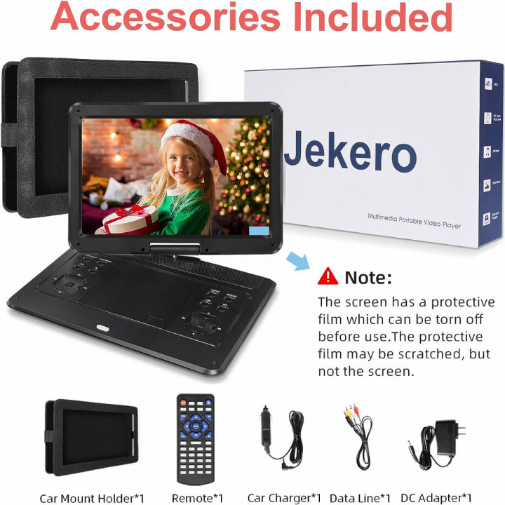 jekero-16-9-portable-dvd-player-with-14-1-swivel-screen-6-hrs-battery-car-dvd-player-car-headrest-mount-car-charger-portable-dvd-supports-all-region-discs-sd-card-usb-sync-tv-black-16-9-inch-black