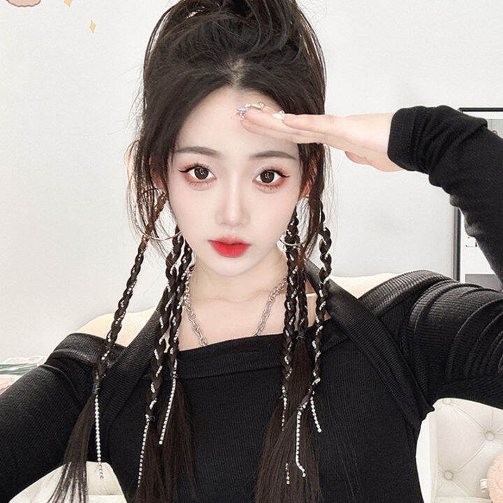 Rambut Palsu Hair Clip Kepang Ponytail Extension Klip Gaya Hip Hop