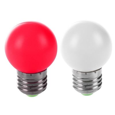 【☑Fast Delivery☑】 lan84 2ชิ้นไฟ Led E27หลอดไฟสีขาวหลอดไฟพลาสติก0.5W ไฟฟ้า-สีแดงสีขาว