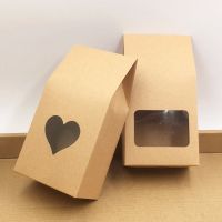 50pcs Kraft Paper Party/Wedding Gift BagsCake/Chocolates/Candy Packing Bags Stand Up Food Clear PVC window Seal boxes 8x16x5cm