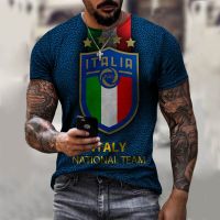 ❍✺ 2023 New Mens 3D Printing T-shirt Italy Sweden British National Team Round Neck Short-sleeved T-shirt Casual T-shirts Oversize