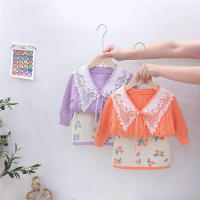 Fashion Fall Outfits Korean Kids Clothes Lace Knite Sweater Christmas&amp;flower Embroidery Skirt Cute Little Girls Clothing Set