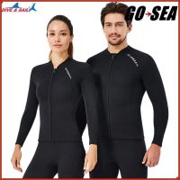 ดำน้ำ-SAIL 2Mm Neoprene ผู้ชายและผู้หญิง Scuba แจ็คเก็ตดำน้ำวินเซิร์ฟชุดว่ายน้ำดำน้ำตื้นอุ่นเสื้อแจ็คเก็ตหนังซิปแขนยาว (เฉพาะเสื้อ)