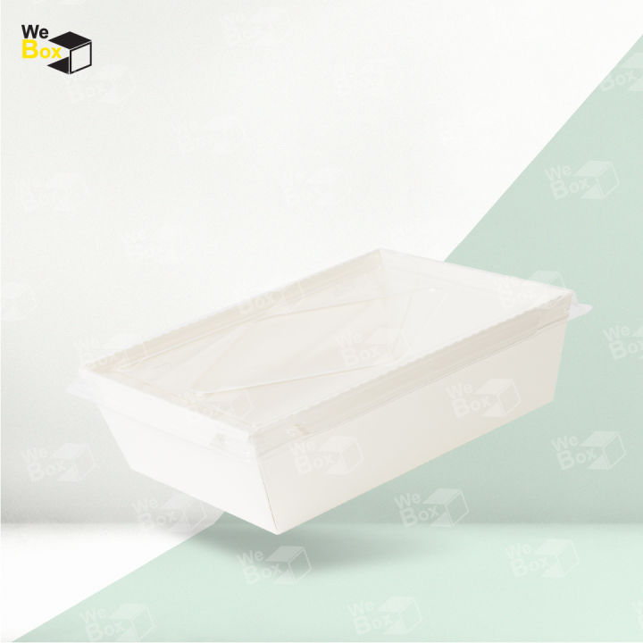 กล่องอาหารกระดาษสีขาว-พร้อมฝาpet-500ml-700ml-1000ml-1400ml-2100ml-กล่องอาหารกระดาษคราฟท์-ถาดอาหารกระดาษ