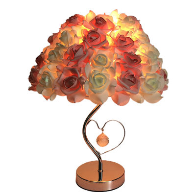 การตกแต่งบ้านประดับโคมไฟโต๊ะข้างเตียงหัวใจดอกกุหลาบจำลองโคมไฟตั้งโต๊ะเป็นมิตรต่อสิ่งแวดล้อม