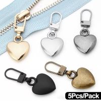 5Pcs Detachable Metal Zippers Puller DIY Sewing Heart Shape Zipper Slider Head Bags Coat Zipper Pull Tab Repair Kits Accessories