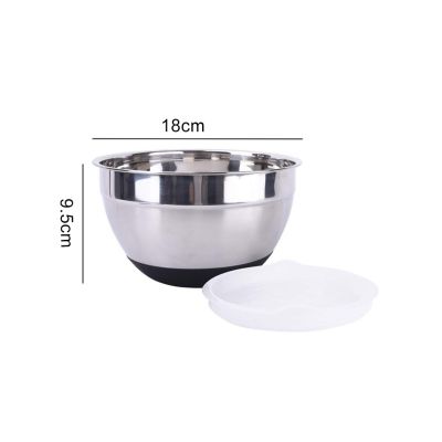 Non-Slip Stainless Steel Mixing Bowls Kitchen Utensil Bowl for Salad Bread Pastries Cake Bowl Egg With Lid And Silicone Bottom
