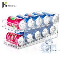 KONCO ที่จัดเก็บในตู้เย็นกลิ้งอัตโนมัติใสสองด้านชั้นสำหรับจัด Botol Minuman กล่องเก็บของกล่องเก็บของชั้นวางที่เก็บเบียร์โค้ก