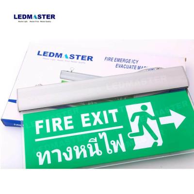 LEDMASTER ราคาส่ง 750 บาท  ป้ายไฟฉุกเฉิน ป้ายทางหนีไฟ Fire Exit มาตรฐานมอก. ป้ายไฟอะคริลิค 2 ด้าน  สัญลักษณ์รูปคนวิ่งลูกศรชี้ทางขวา ตัวอักษตรภาษาอังกฤษ การติดตั้งเเบบเเขวนผนังหรือฝ้า สำรองไฟ 3-5 ชม.