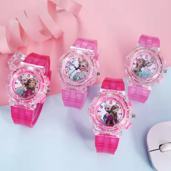 นาฬิกาเด็ก-เอลซ่า-elsa-สีสันสดใส-เรืองแสง-นาฬิกาเด็กนักเรียนหญิงนาฬิกาข้อมือ-kids-watch-girls