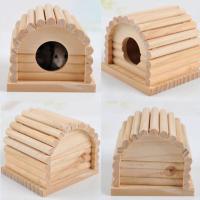 บ้านหนูแฮมสเตอร์ไม้ที่ทนทานแยกกระรอกขนาดเล็ก Cavia Cabin Toy Supply