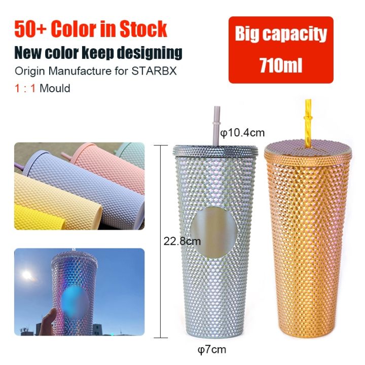 high-end-cups-reusable-blank-diy-710ml-24oz-22oz-diamond-iridescent-unicorn-matte-ombre-sipper-tumbler-studded-cold-bling-cup-ไม่มีโลโก้