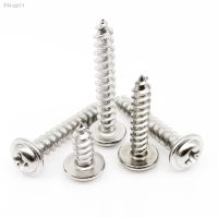 50pc M1.4 M1.7 M2 M2.6 M3 M4 DIN968 304 Stainless Steel Cross Phillips Pan Round Head With Washer Collar Self Tapping Wood Screw