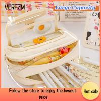 VERFZM SHOP จุได้มาก กระเป๋าดินสอใส หลายชั้นหลายชั้น ซิปมีซิป กล่องใส่ปากกา แฟชั่นสำหรับผู้หญิง พีวีซีพีวีซี กระเป๋าใส่เครื่องเขียน เด็กๆเด็กๆ