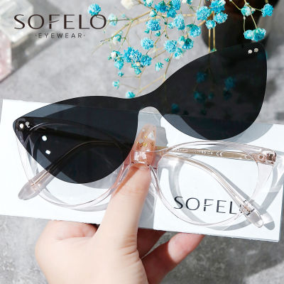 Acetate Magnet Clip On Sunglasses Female Fashion 2 In 1 Polarized Cat Eye Sun Glasses Women Optical Prescription Eyewear
