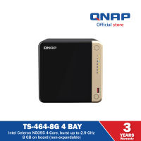 QNAP TS-464-8G 4Bay NAS อุปกรณ์จัดเก็บข้อมูลบนเครือข่าย Intel Celeron N5105/N5095 4-Core, burst up to 2.9 GHz, 8 GB on board (non-expandable)