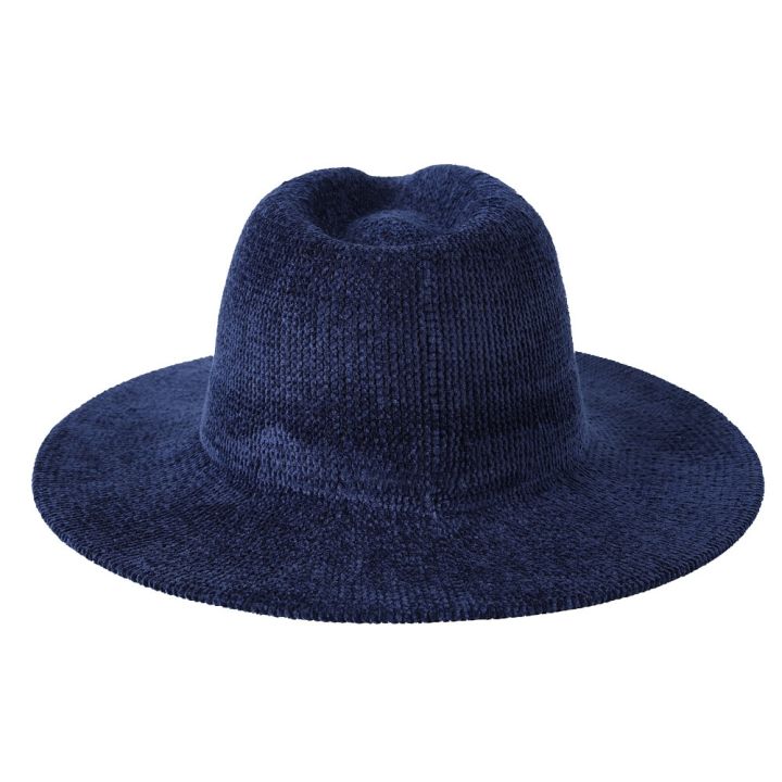 chenille-หมวกสักหลาดสีล้วนวัสดุหนาแจ๊สหมวกสักหลาดสีกรมท่าแจ๊สหมวกฤดูหนาวใหม่ขายส่ง