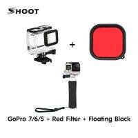 SHOOT(ชูท) GoPro 7 / 6 / 5 Waterpoof Housing Case + Red Filter + Floating Black เคสกันน้ำ แถมฟรีฟิลเตอร์แดงและทุ่นลอยน้ำดำ