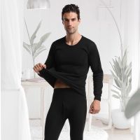 Thermal Underwear Men Winter Warm Pajama Suits Ultra-Soft Fleece Lined Male Top &amp; Bottom Sleepwear High Stretch Long Johns Sets