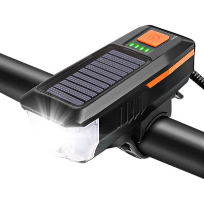 USB Rechargeable Bicycle Light LED Waterproof Solar Rechargeable Headlight with Battery