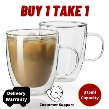 Customizable Logo 2.7oz Double Wall Glass Coffee Mug Espresso Cups