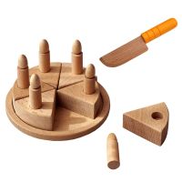 Children Simulation Birthday Cake Wooden Toy Pretend Play Beech Wooden Pallets Food Cutting Cake Interactive Games Kitchen Toys