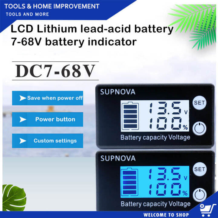 Manooby Battery Capacity Indicator DC 768V Indicator LeadAcid Lithium Car Motorcycle Voltmeter