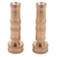 Heavy-Duty Brass Adjustable Twist Hose Nozzle, 2 Pack, Garden Watering Brass Hose Nozzle