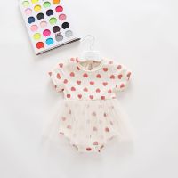 [COD] 202 summer new product girl baby little love bag fart romper short-sleeved jumpsuit