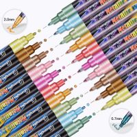 hot！【DT】 Colors Metallic Pens 0.7mm Permanent Paint Markers for Paper Adult Coloring Card Making Painting