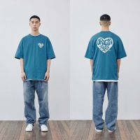 [FLMNT] Over Fit Heart T-Shirt - Blue