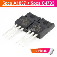 10pcs Original (5pcs A1837 + 5pcs C4793 ) TO-220F KTA1837 KTC4793 KA1837 KC4793 2SA1837 2SC4793 TO220F Driver Stage Power Amplifier Transistor Brand New