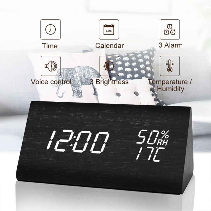 worth-buy-นาฬิกาตั้งโต๊ะควบคุมเสียงนาฬิกาปลุก-led-ดิจิตอลแบบ-fibisonic-จอแสดงผลเครื่องวัดอุณหภูมิความชื้นชาร์จได้