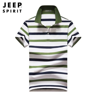 JEEP SPIRIT ฤดูร้อนใหม่ Kaus Bergaris ผู้ชายแฟชั่นลำลองขาสั้นเสื้อโปโลเสื้อสบาย Breathable Slim พอดีครึ่งแขน