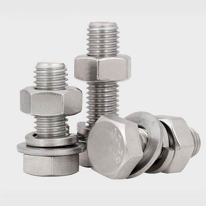 304 Stainless Steel Hex Bolt Nut Washer Kit Accessory Hex Combined Extended Screw M12 M14