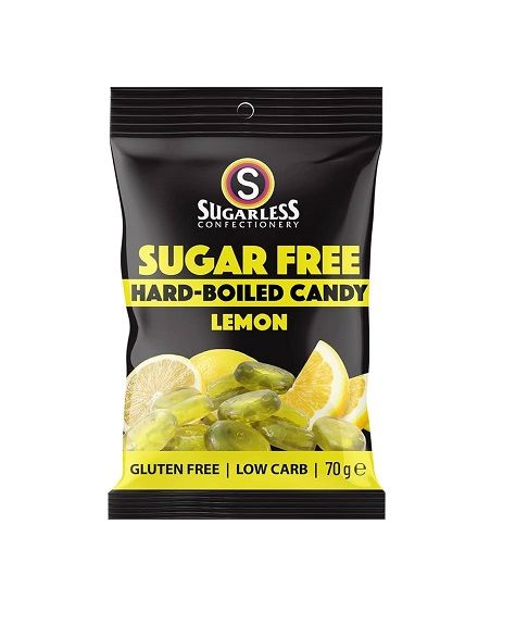 SUGARLESS CONFECTIONERY SUGAR FREE HARD-BOILED CANDY LEMON FLAVOR 70G ...