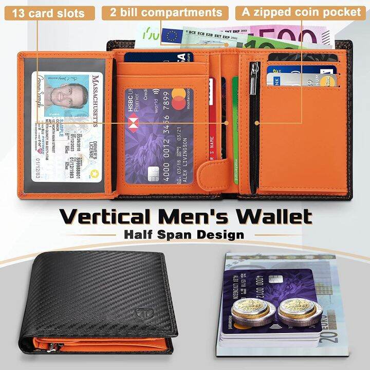 layor-wallet-teehon-คาร์บอนไฟเบอร์หนังผู้ชายกระเป๋าสตางค์กระเป๋าเหรียญ-rfid-ผู้ถือบัตรเครดิตครึ่งช่วงการออกแบบกระเป๋าสีดำ