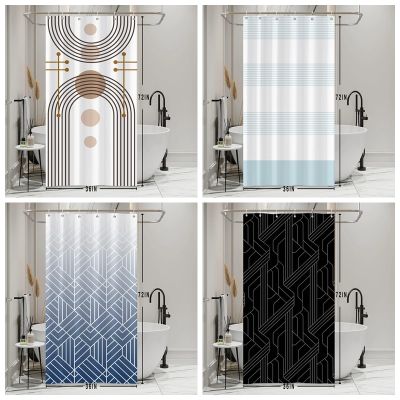 Abstract Line Shower Curtains 3D Print Modern Nordic Minimalist Art Home Decor Polyester Bathroom Curtain With Hooks 90x180cm