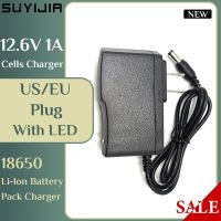 แบตเตอรี่ลิเธียมติดผนังแบบพกพา1A 12.6V สำหรับที่ชาร์จชุดแบตเตอรี่อุปกรณ์เสริมปลั๊กสหภาพยุโรปสหรัฐอะแดปเตอร์ไฟฟ้าพร้อมไฟ LED 18650เครื่องชาร์จแบตเตอรี่