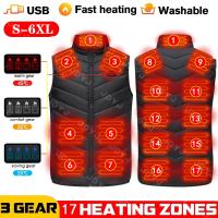 ZZOOI 17/11 Places Winter Heating Jacket Usb Heating Jacket Heating Vest Warm Clothing Hunting Vest Heating Vest Men and Women Black S