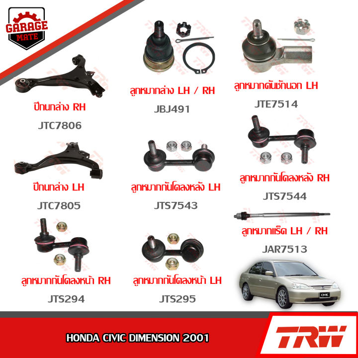 trw-ช่วงล่าง-honda-civic-dimension-ปี-2001-ปีกนกล่าง-ไม่มีลูกหมากติดมาด้วย