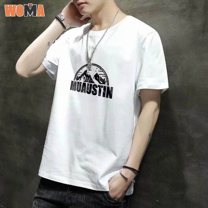 woma-เสื้อยืดคอกลมแขนสั้นสำหรับผู้ชาย-เสื้อยืดคอกลมแฟชั่นฤดูร้อนแขนสั้นผ้าบางทันสมัยใส่ได้หลากหลายโอกาส