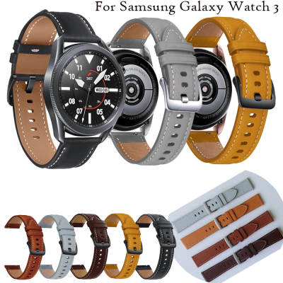 [มาแรง] สายนาฬิกาข้อมือสำหรับ Samsung Galaxy Watch 3 45มม. 41มม. ของแท้22มม. สายรัดข้อมือหนังแท้สร้อยข้อมือสำหรับ Galaxy Watch 46มม. 42มม.