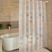 EHOMEBUY Modern Showers Curtain Starfish Partition Fresh Seaside Style Waterproof Mildew PEVA Curtains For Bathroom Shower Room