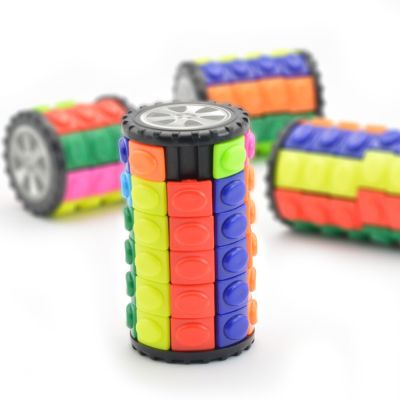 3D Rotate Slide Cylinder Magic Cube Stress Relief Colorful Babylon Tower  Cube Kids Puzzle Toys For Children Adults Sensory Toys Brain Teasers