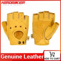 HEROBIKER Motorcycle Gloves Goatskin Leather Moto Gloves Summer Breathable Motorbike Riding Full Half Finger Gloves